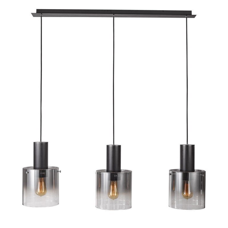 ,Lampa wisząca JAVIER,, MD17076-3B BK,, czarny/dymiony/transparentny,, 3x60W E27,