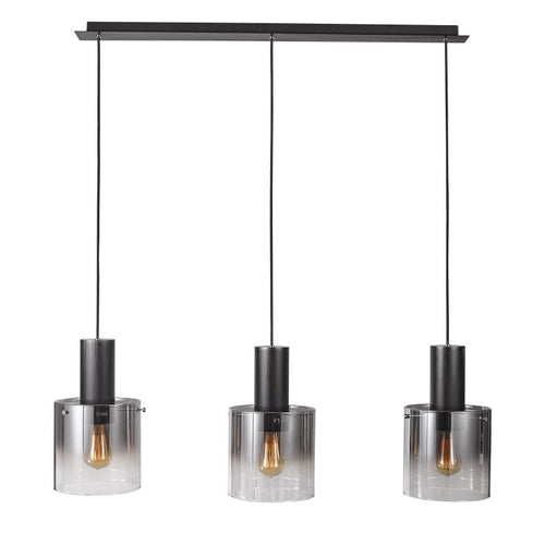 ,Lampa wisząca JAVIER,, MD17076-3B BK,, czarny/dymiony/transparentny,, 3x60W E27,