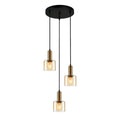 ,Lampa wisząca Santia PND-65342-3A-BRO+AMB,, czarny/mosiężny/bursztynowy,, 3x40W E27,