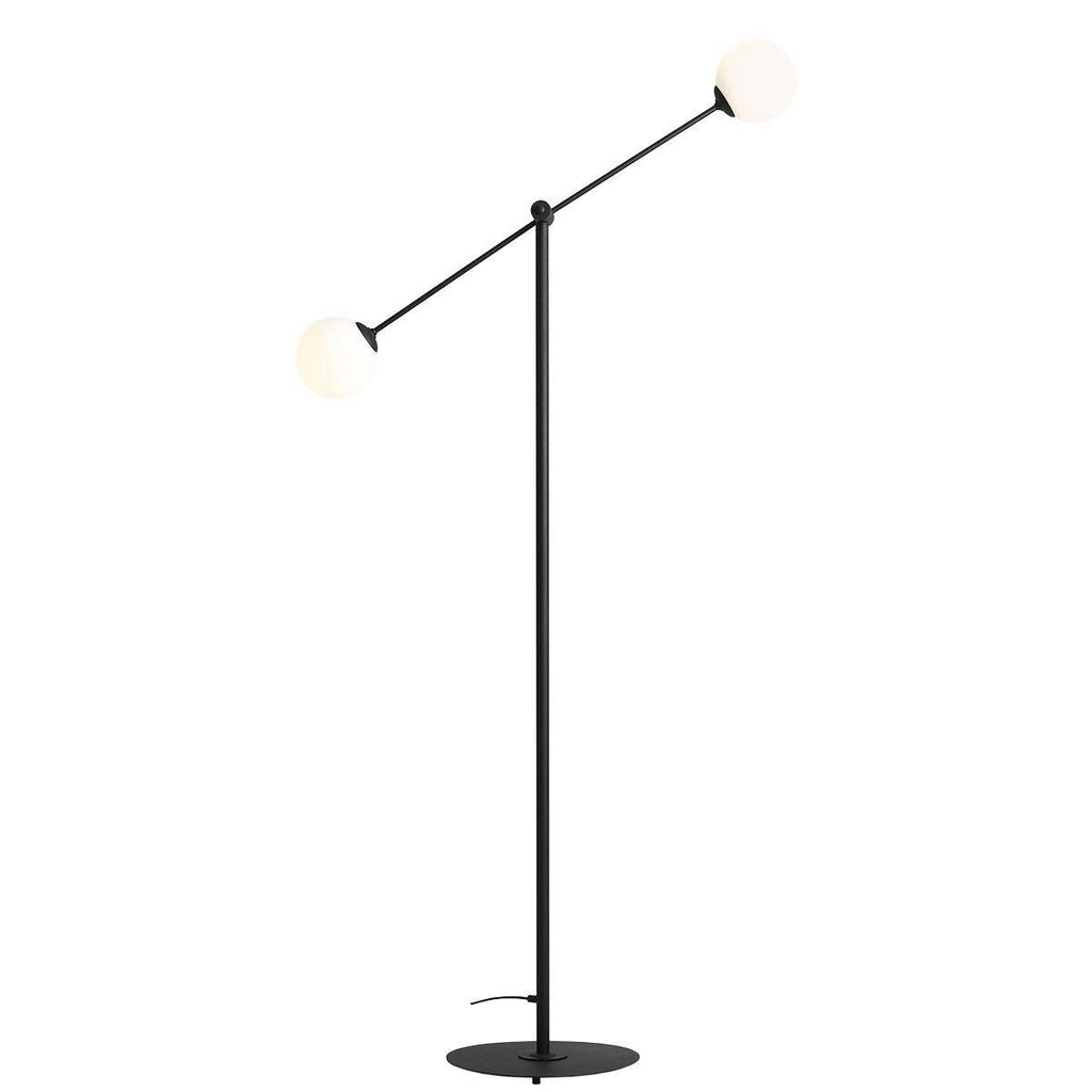 Aldex Lampa podłogowa OHIO 1081A1, czarna z białymi kloszami, 2x40W E14