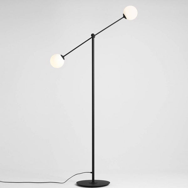 Aldex Lampa podłogowa OHIO 1081A1, czarna z białymi kloszami, 2x40W E14