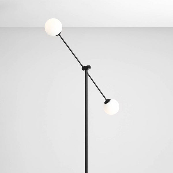 Aldex Lampa podłogowa OHIO 1081A1, czarna z białymi kloszami, 2x40W E14