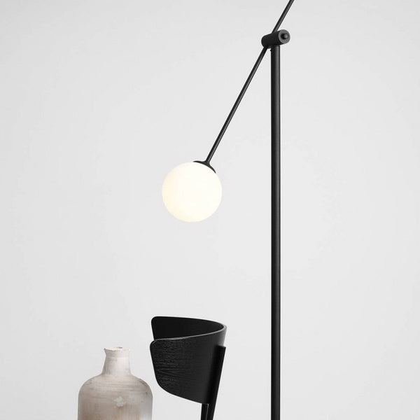Aldex Lampa podłogowa OHIO 1081A1, czarna z białymi kloszami, 2x40W E14