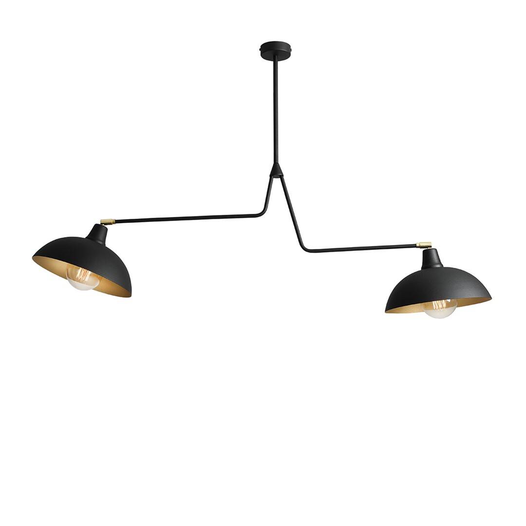 Aldex Lampa sufitowa ESPACE 2, 1036H1, czarny/złoty, 2x60W E27