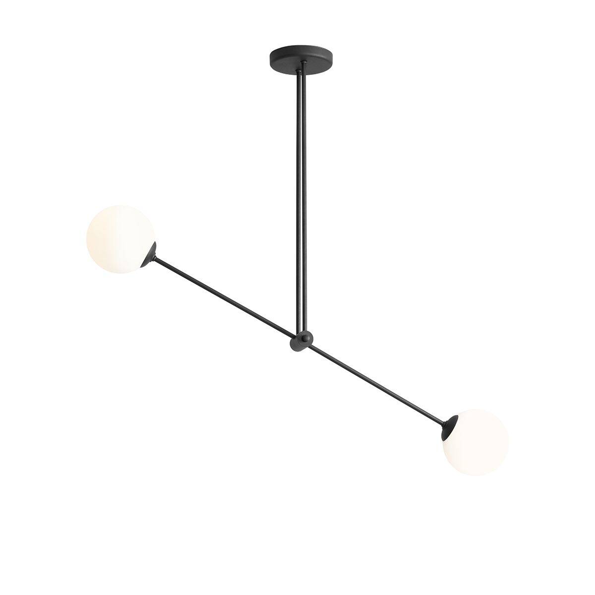 Aldex Lampa sufitowa OHIO 2, 1081PL_H1, czarna z białymi kloszami, 2x40W E14