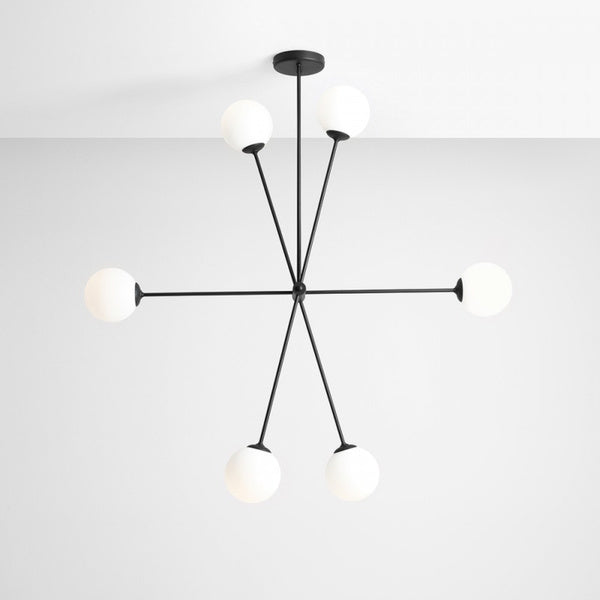 Aldex Lampa sufitowa OHIO 6, 1081PL_K1, czarna z białymi kloszami, 6x40W E14