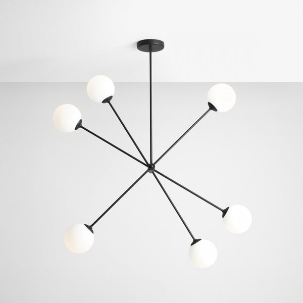 Aldex Lampa sufitowa OHIO 6, 1081PL_K1, czarna z białymi kloszami, 6x40W E14