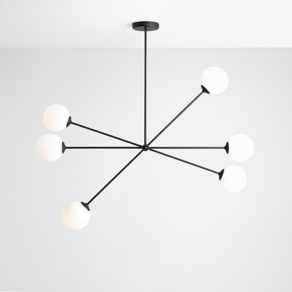 Aldex Lampa sufitowa OHIO 6, 1081PL_K1, czarna z białymi kloszami, 6x40W E14