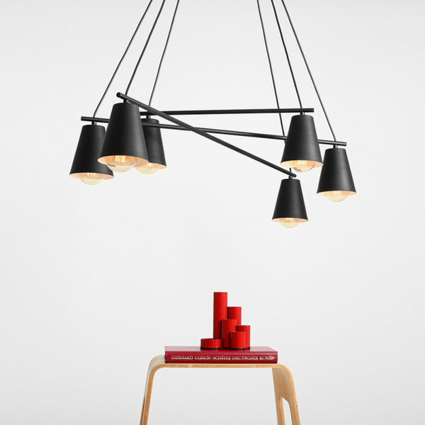 Aldex Lampa wisząca ARTE 6, 1008K1, czarna, 6x60W E27