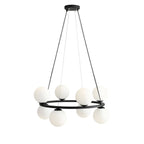 Aldex Lampa wisząca KRONE 8, 1085P1, czarna z białymi kloszami, 8x40W E14
