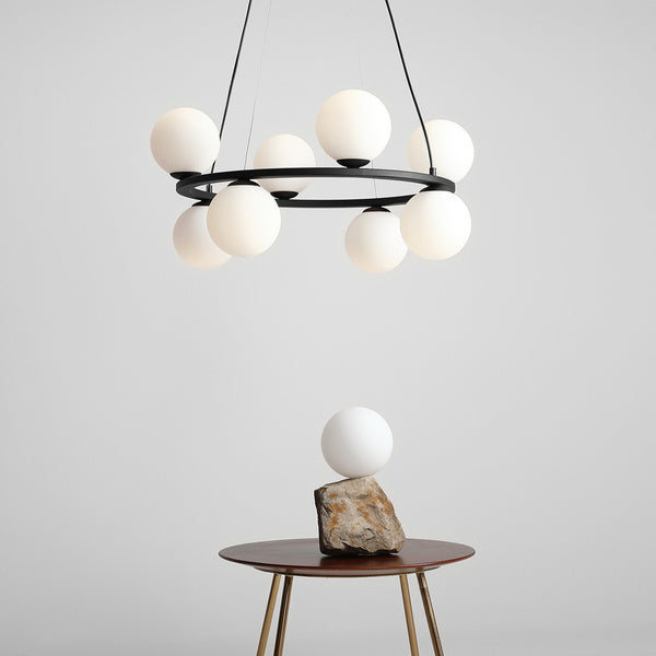 Aldex Lampa wisząca KRONE 8, 1085P1, czarna z białymi kloszami, 8x40W E14
