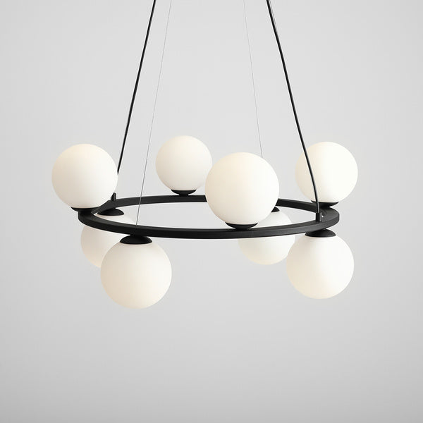 Aldex Lampa wisząca KRONE 8, 1085P1, czarna z białymi kloszami, 8x40W E14