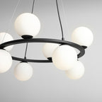 Aldex Lampa wisząca KRONE 8, 1085P1, czarna z białymi kloszami, 8x40W E14