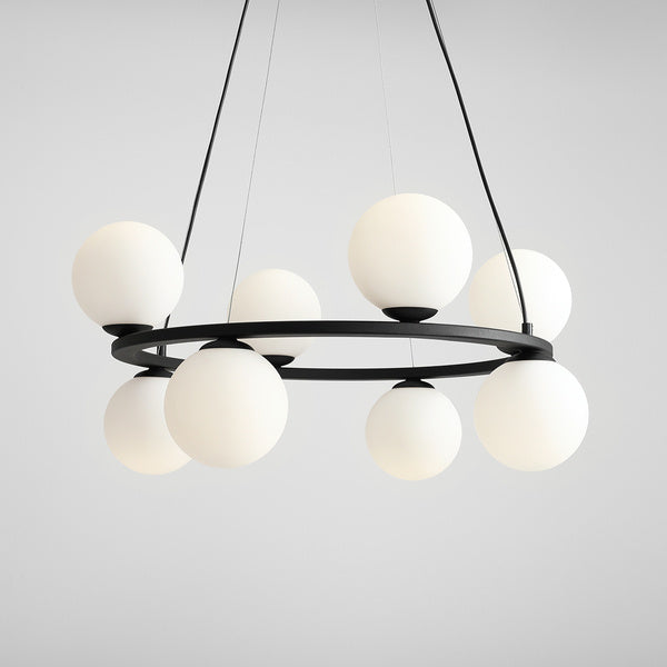 Aldex Lampa wisząca KRONE 8, 1085P1, czarna z białymi kloszami, 8x40W E14