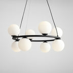Aldex Lampa wisząca KRONE 8, 1085P1, czarna z białymi kloszami, 8x40W E14