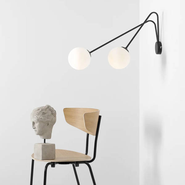Aldex Nowoczesny Kinkiet HOLM 2 1082D1_L 2x E14 | czarny