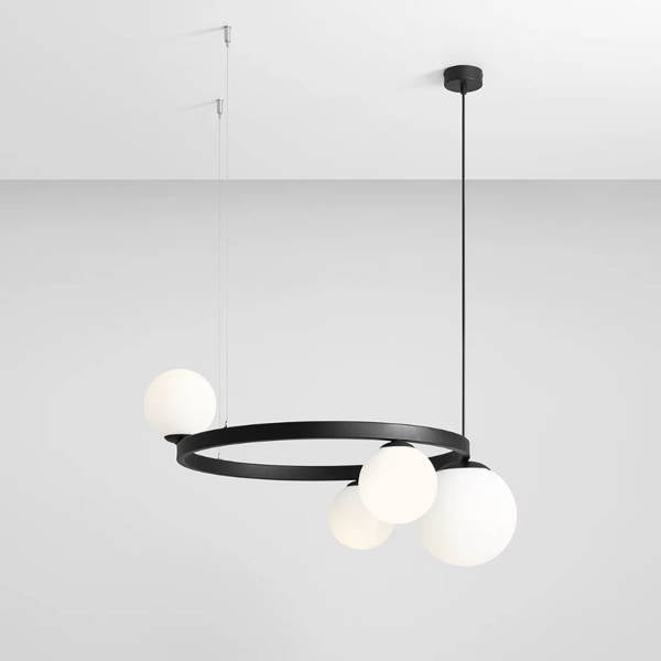 Aldex Stylowa lampa wisząca GARDA 4 RING BLACK 1099L1_R  | Czarna