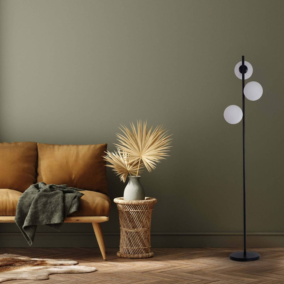 Czarna lampa Dorado podłogowa 3 kule