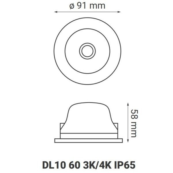 Do łazienki ARCOS IP65 ciepła 10W śr.9,1cm | oxyled-OXY DL10 60 3K IP 65