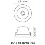 Do łazienki ARCOS IP65 ciepła 10W śr.9,1cm | oxyled-OXY DL10 60 3K IP 65