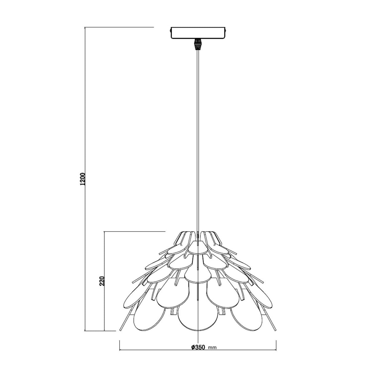 Drewniana lampa BURGO wisząca śr 35cm