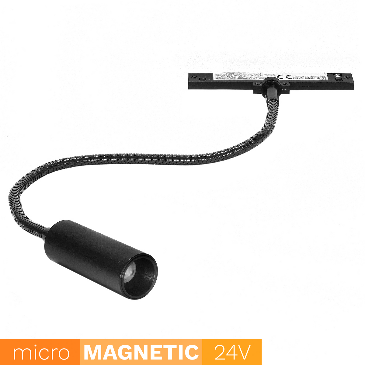 Elastyczna lampa do szyn magnetycznych UN5-YDL20 Micro Magnetic 3W 3000K czarna | DML1569