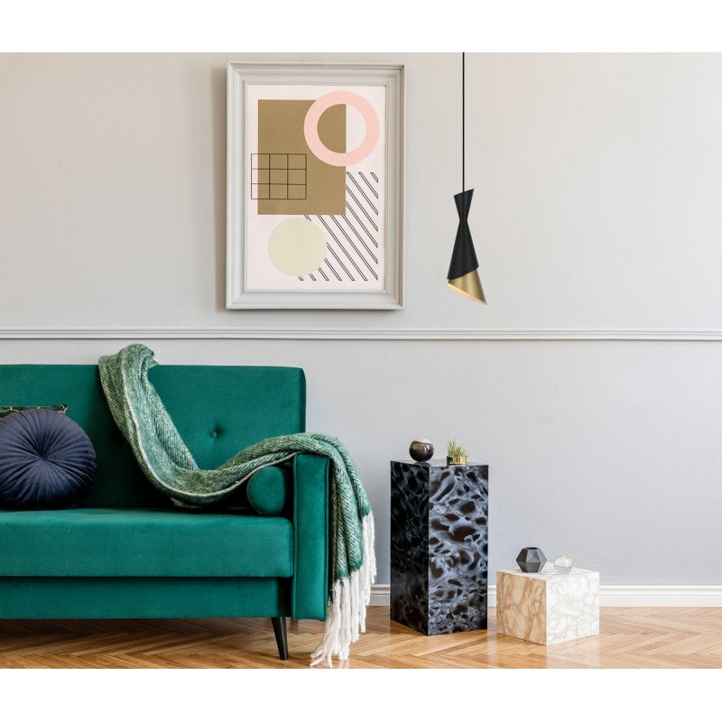 Elegancka lampa wisząca Malia PND-85949-1 BK+GD | Czarny