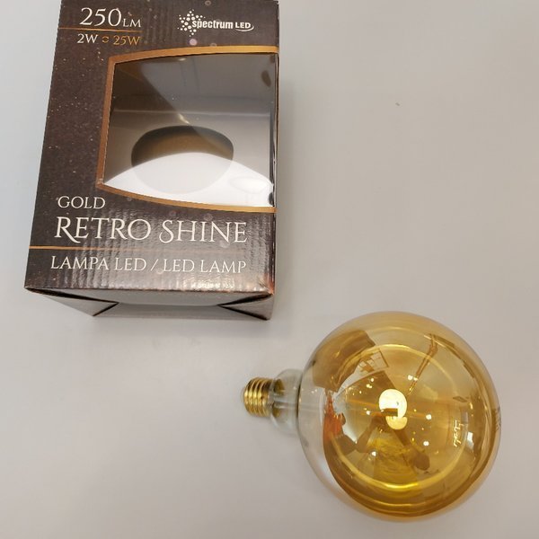 Filament GLOB G125 E27 230V 2W COG gold barwa ciepła 2400K