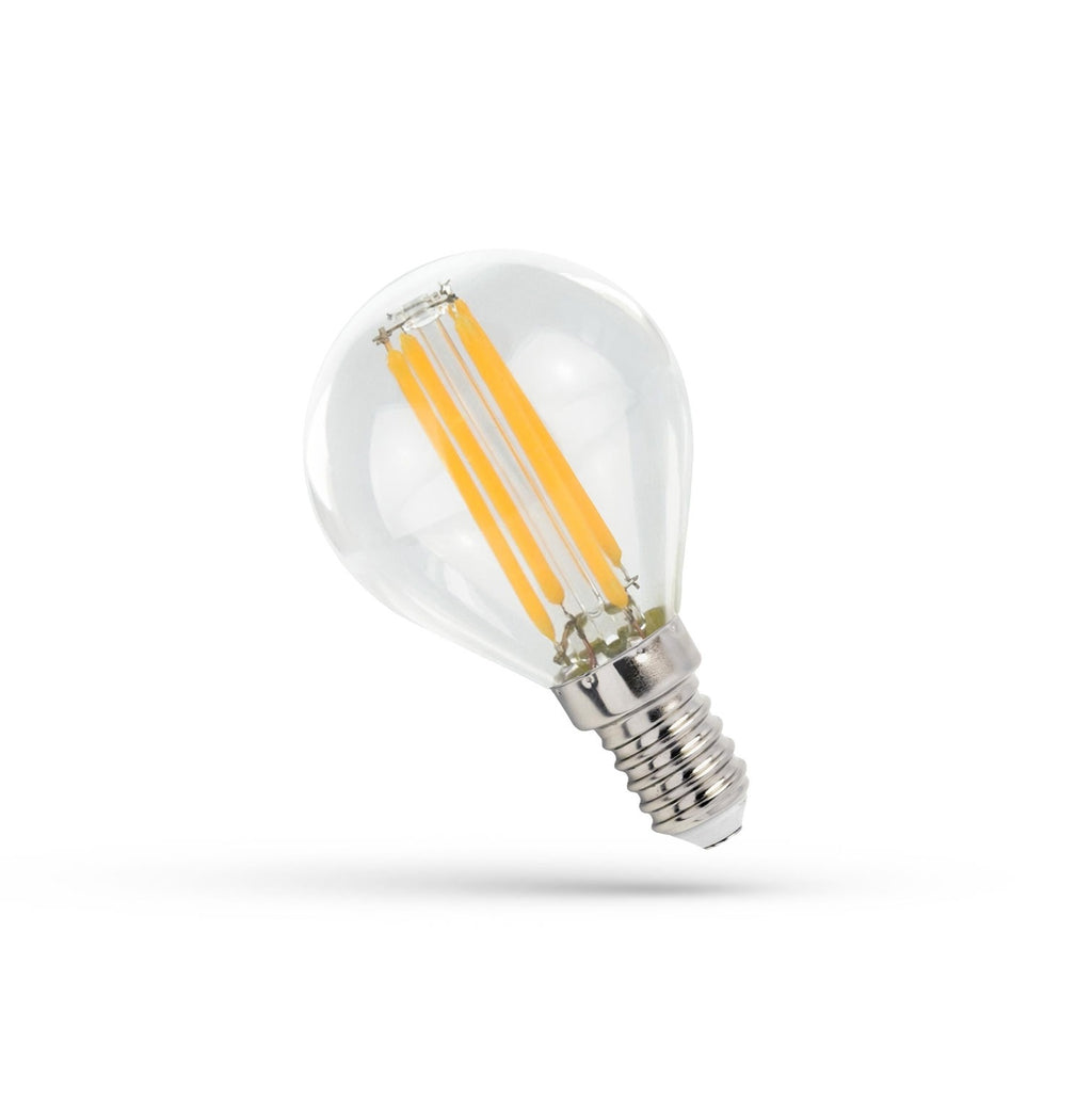 Filament LED kulka G45 E14 230V 5,5W COG CLEAR ciepła 3000K