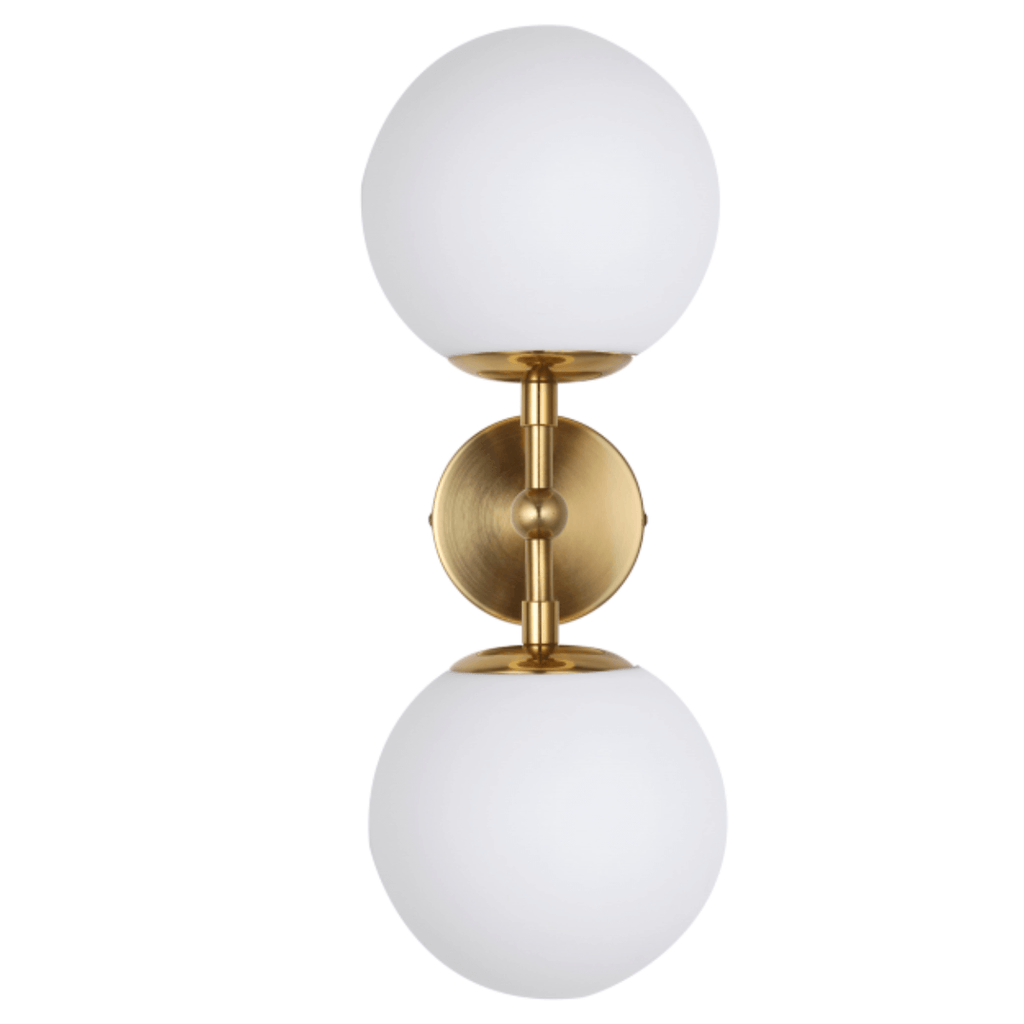 Kinkiet DORADO 2 złoty z białymi kloszami, 2x40W E14
