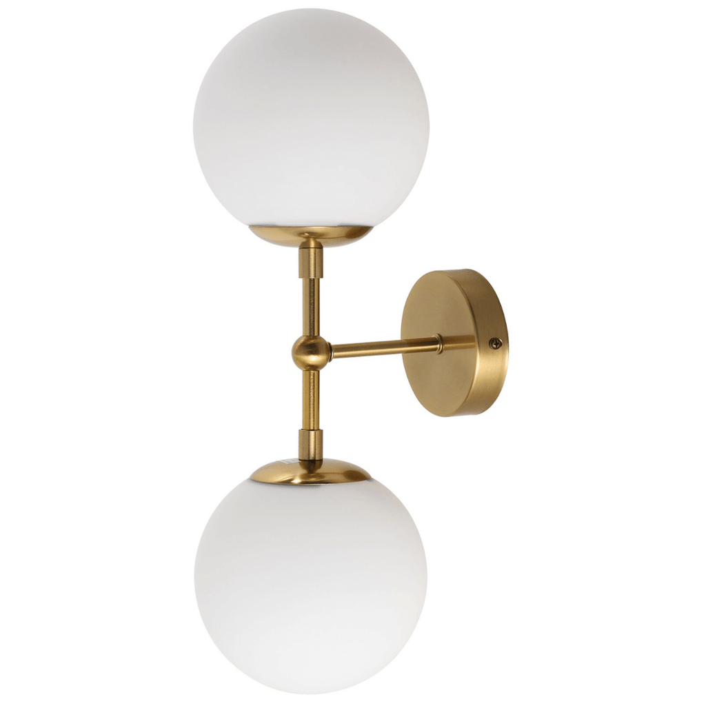 Kinkiet DORADO 2 złoty z białymi kloszami, 2x40W E14