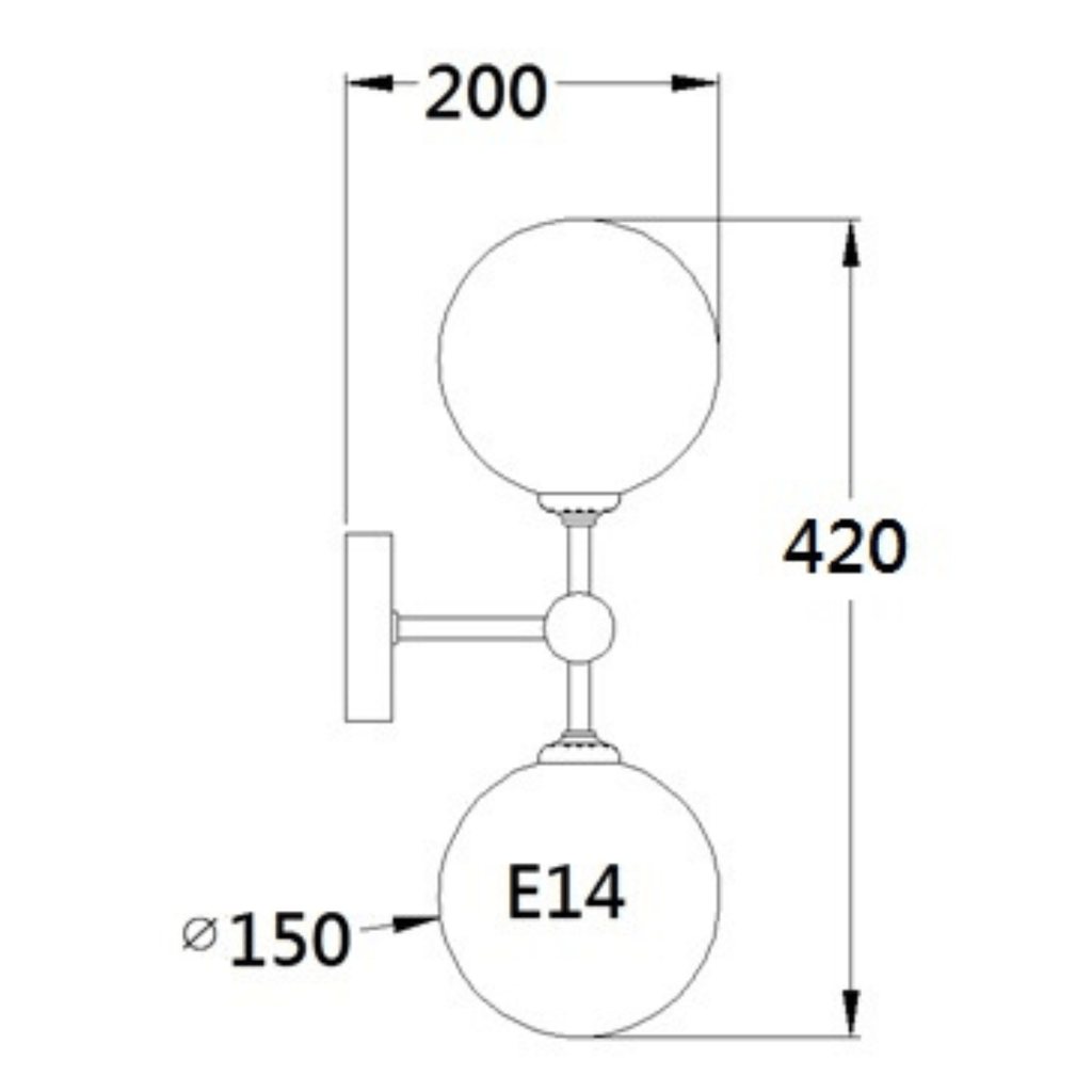 Kinkiet DORADO 2 złoty z białymi kloszami, 2x40W E14