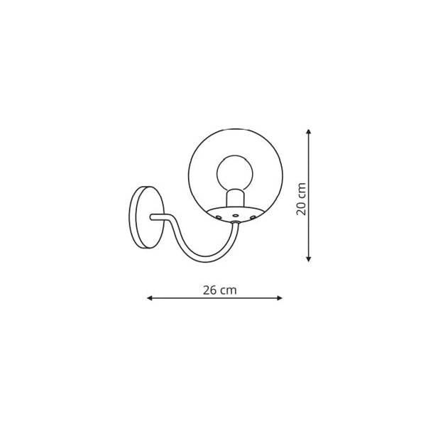 Kinkiet HOOK, czarny z bursztynowym kloszem, 1x40W E27