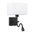 Kinkiet NORTE szer. 19cm E27 + lampka LED 3W ciepła biel | biały/czarny