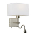 Kinkiet NORTE szer. 19cm E27 + lampka LED 3W ciepła biel | nikiel/biały