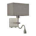 Kinkiet NORTE szer. 19cm E27 + lampka LED 3W ciepła biel | nikiel/szary
