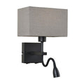Kinkiet NORTE szer. 19cm E27 + lampka LED 3W ciepła biel | szary/czarny