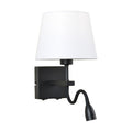 Kinkiet NORTE szer. 23cm E27 + lampka LED 3W ciepła biel | biały/czarny