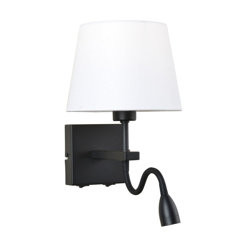 Kinkiet NORTE szer. 23cm E27 + lampka LED 3W ciepła biel | biały/czarny