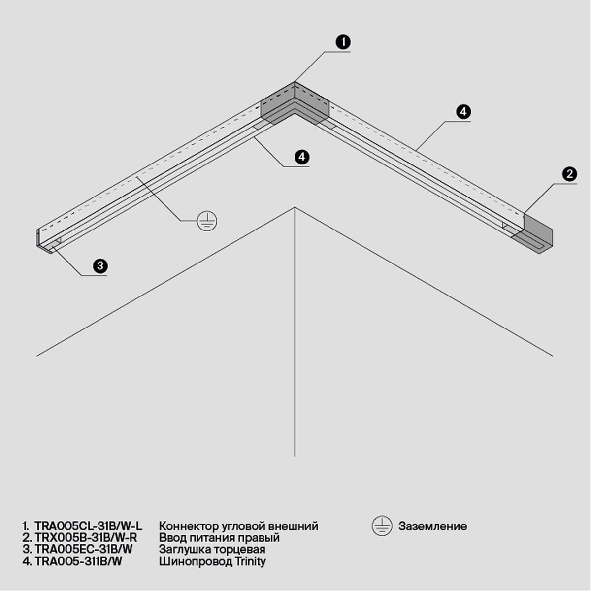Komponenty do systemu szyn natynkowych Technical Accessories for tracks Trinity - x TRA005EC-31W | Biały