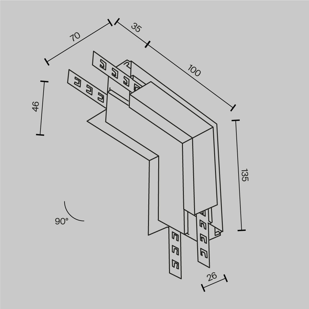 Komponenty do wbudowanego systemu szynowego Technical Accessories for tracks Exility IP20 x TRA034ICL-42.12B | Czarny