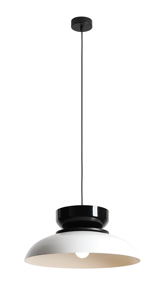 LAMPA WISZĄCA ALDO DARK WHITE GLOSS + BLACK GLOSS (47+ 23+ wood)