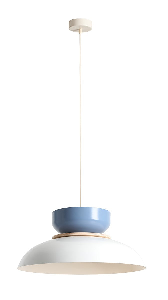 LAMPA WISZĄCA ALDO LIGHT WHITE GLOSS + DUSTY BLUE (47+ 23+ wood)