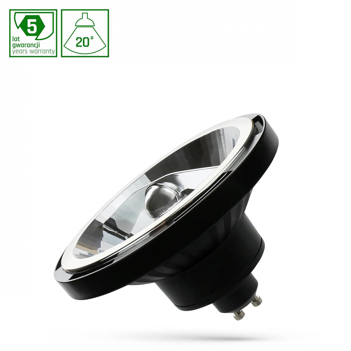 LED AR111 GU10 230V 10W SMD 20st WW BLACK SPECTRUM