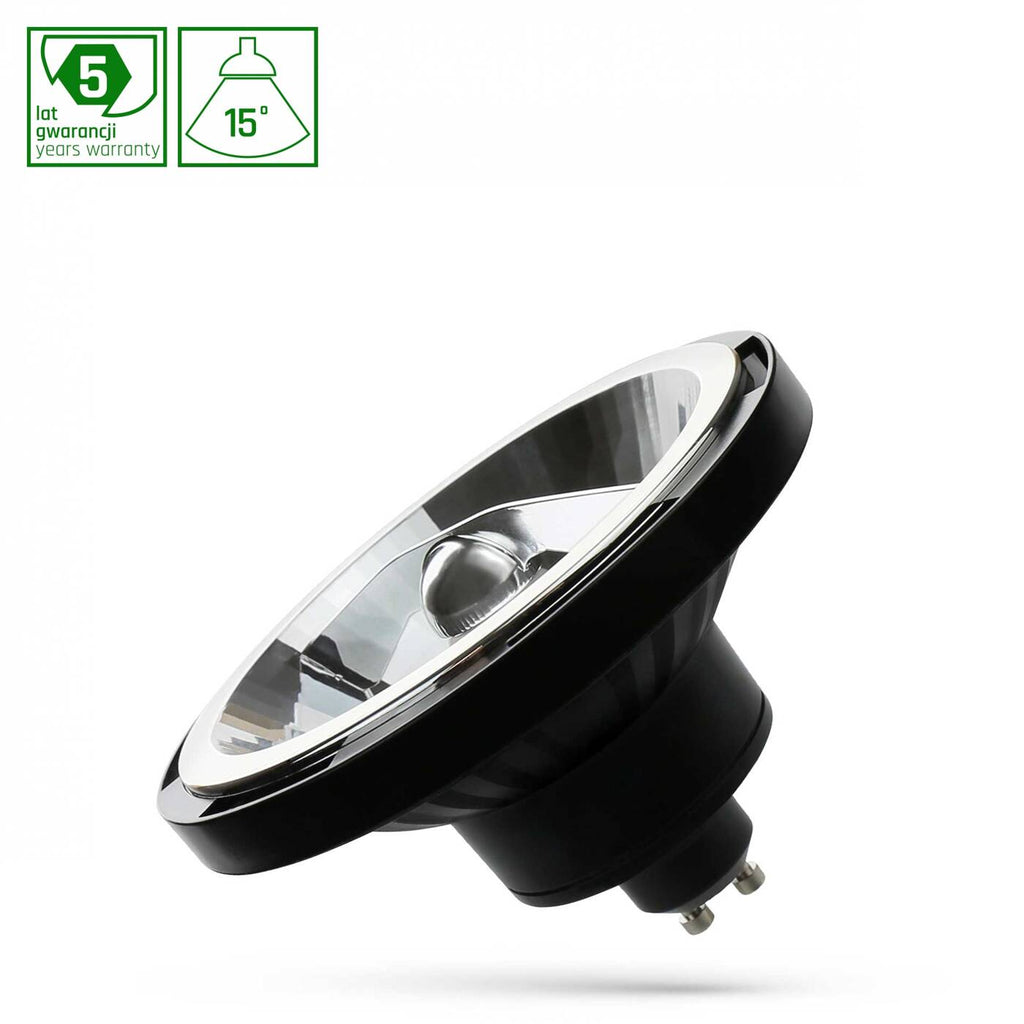 LED AR111 GU10 230V 12W COB 15st WW BLACK SPECTRUM