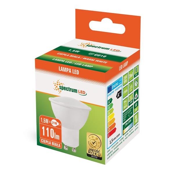 LED GU10 230V 1,5W SMD WW Z MATOWĄ SZYBKĄ SPECTRUM