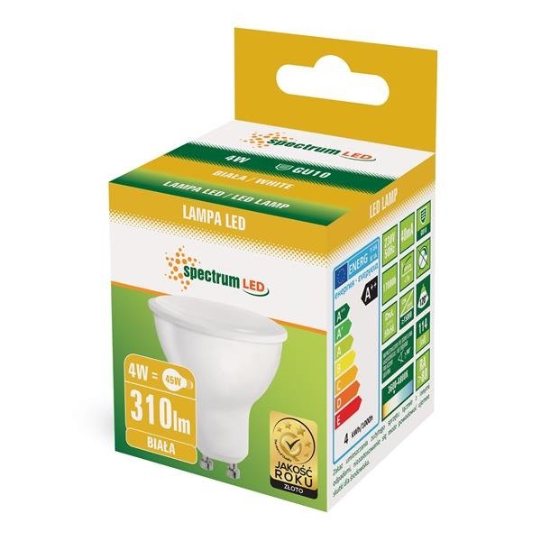 LED GU10 230V 4W SMD NW Z MLECZNĄ SZYBKĄ SPECTRUM