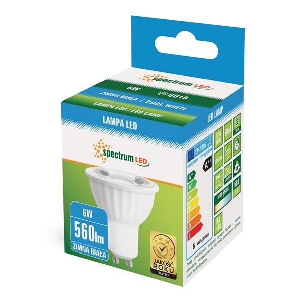 LED GU10 230V 6W SMD 45ST  CW  Z SOCZEWKĄ SPECTRUM