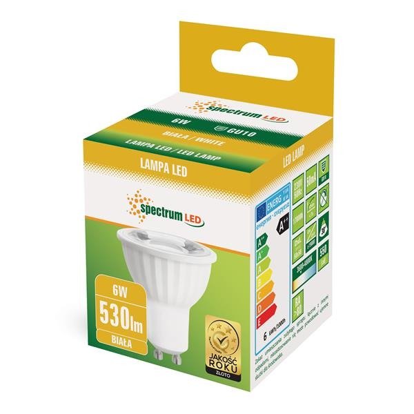 LED GU10 230V 6W SMD 45ST  NW Z SOCZEWKĄ SPECTRUM