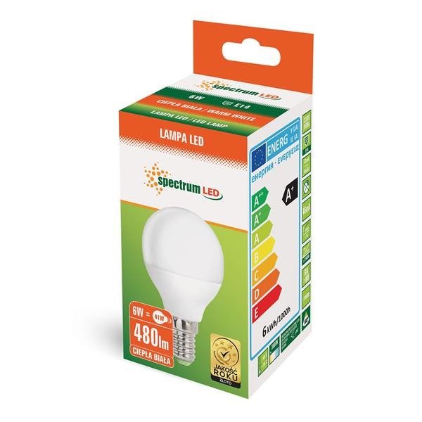 LED KULKA  E-14 230V 6W WW SPECTRUM